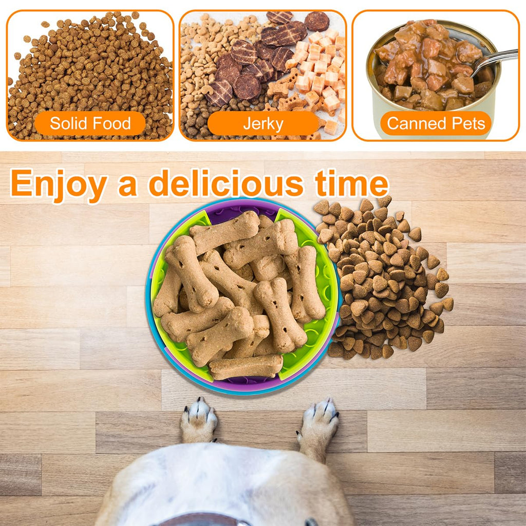 Rotating puzzle feeder holding dry food, jerky and wet food