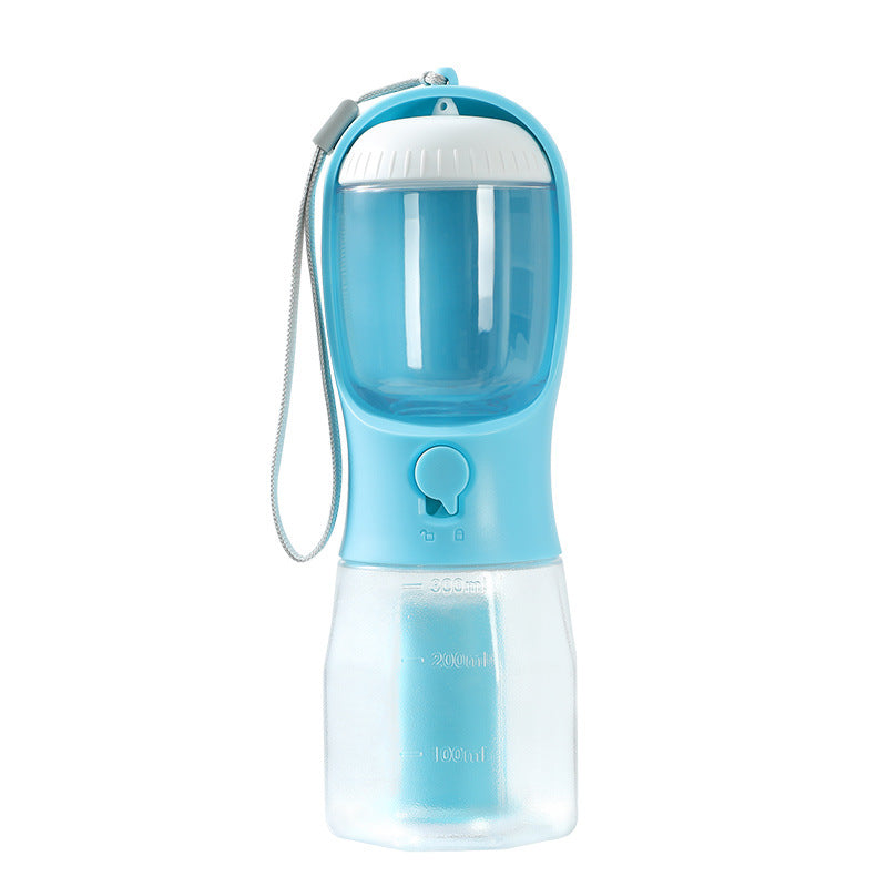 Light blue 3-in-1 dog travel water cup with poop bag holder